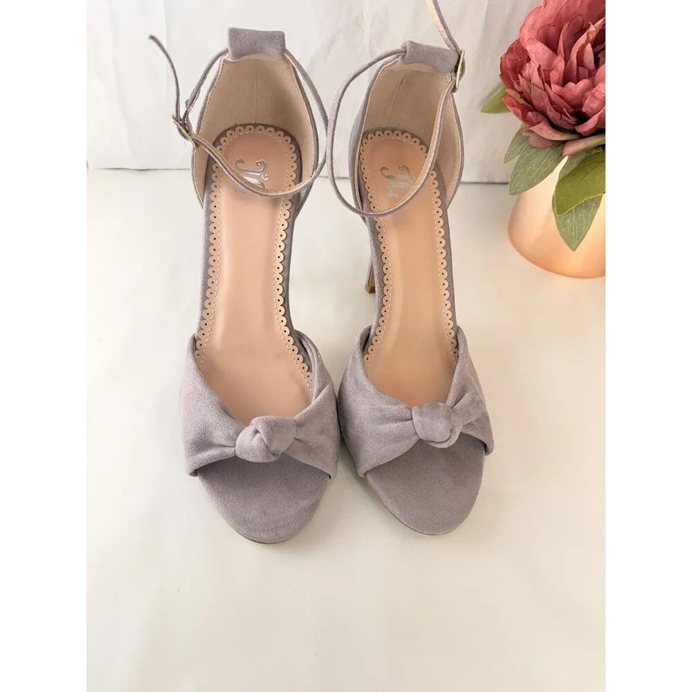 Women Open Toe Suede High Heels Stiletto Sandals Sexy Dressy Shoes  Ankl… - Picture 5 of 13